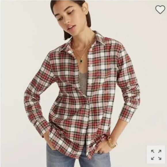 J. Crew Classic Fit Flannel Shirt in Snowy Stewart Tartan Plaid Size 8 - Picture 1 of 7